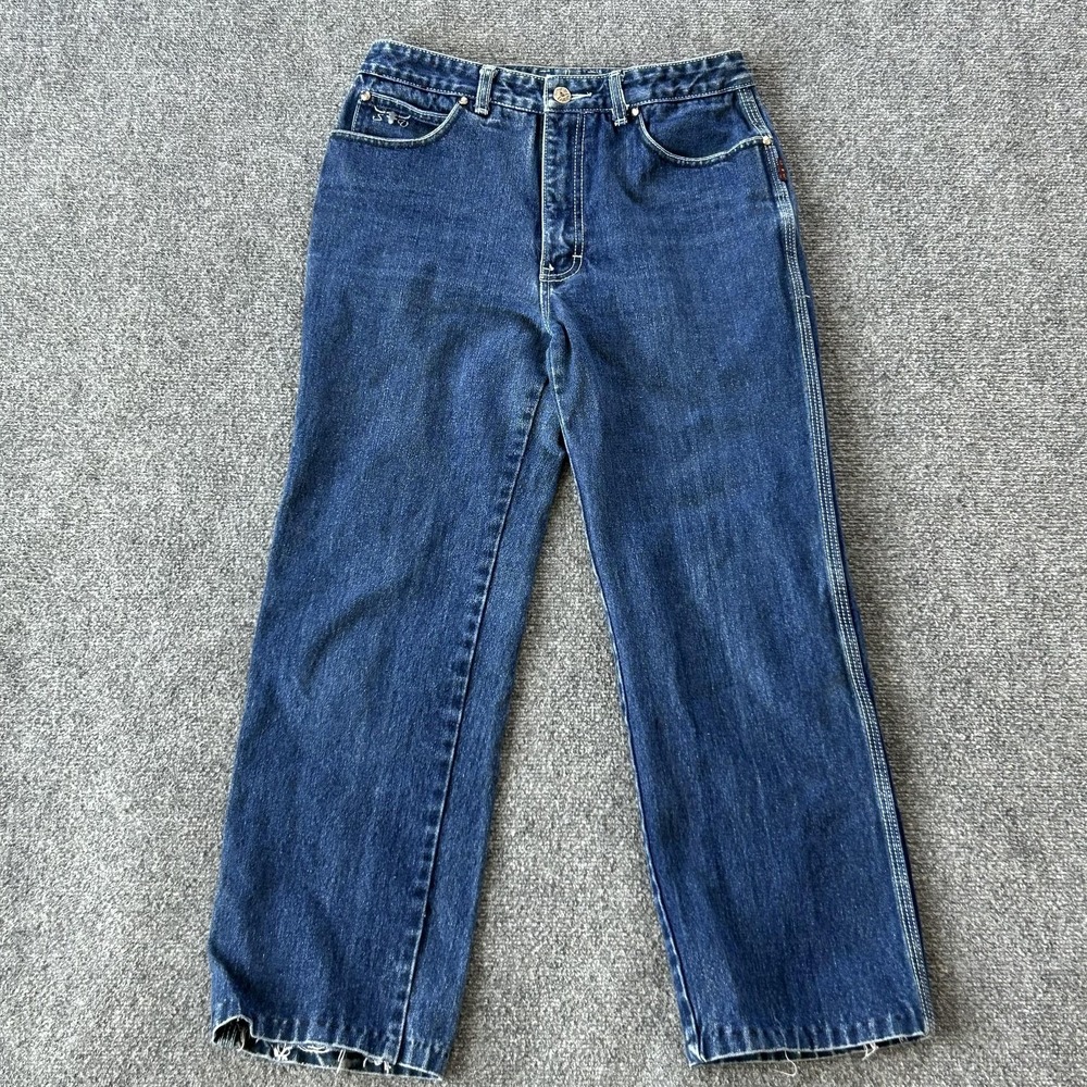 Vintage Sergio Valente Jeans Mens‎ 31x26 Blue Straight Western Embroidered 90s